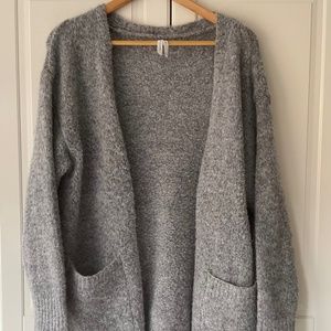 Cozy Grey Open Sweater Cardigan M/L
